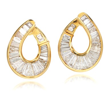 View full screen - View 1 of Lot 70. Pair of diamond earrings.