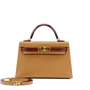 View full screen - View 1 of Lot 23. Chai Madame and Miel Shiny Alligator Touch Mini Kelly II 20 Gold Hardware, 2022.