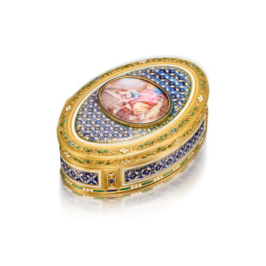 View full screen - View 1 of Lot 1064. A gold and enamel snuff box, IF, Hanau, circa 1775 and later.