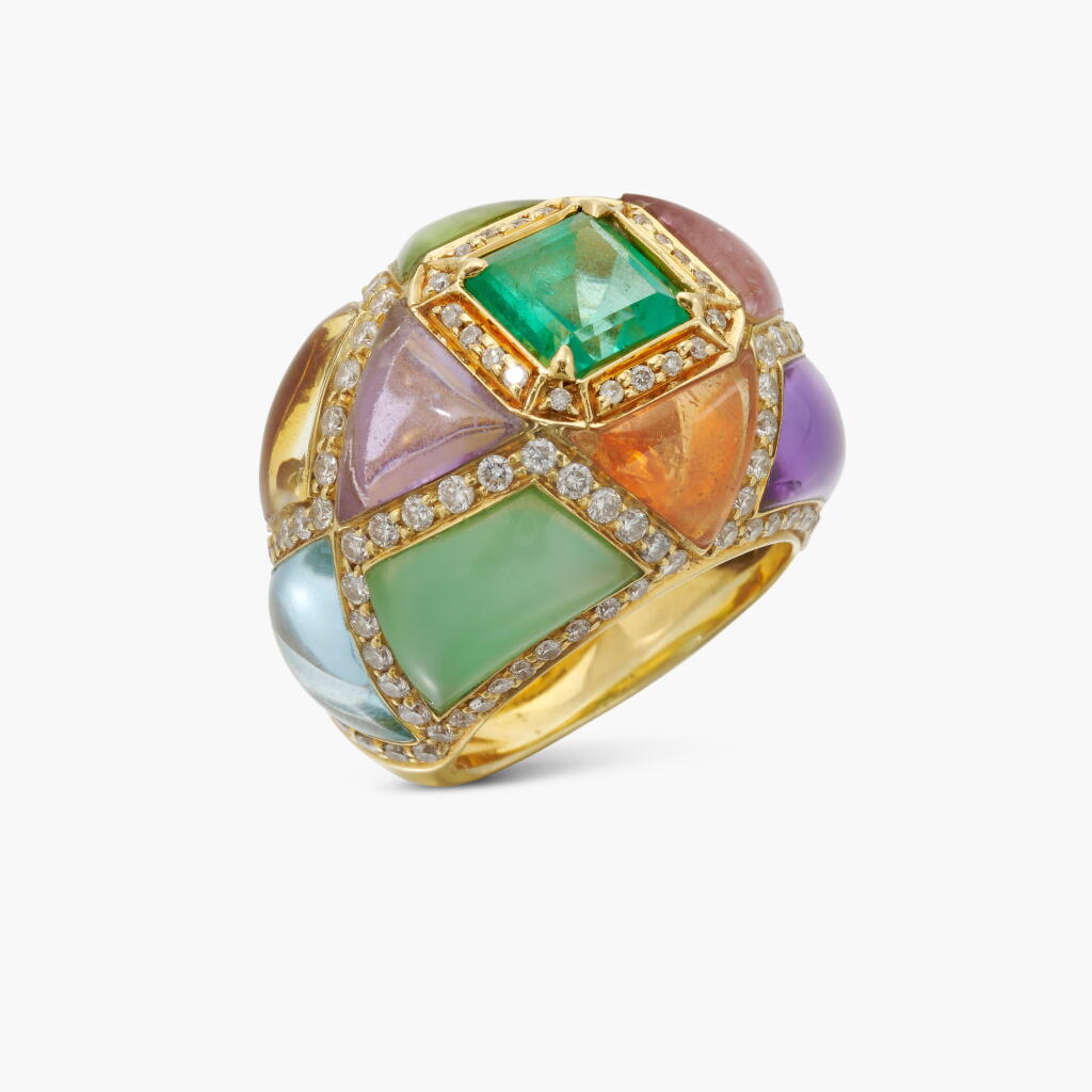 View full screen - View 1 of Lot 243. Gem-set and diamond cocktail ring .