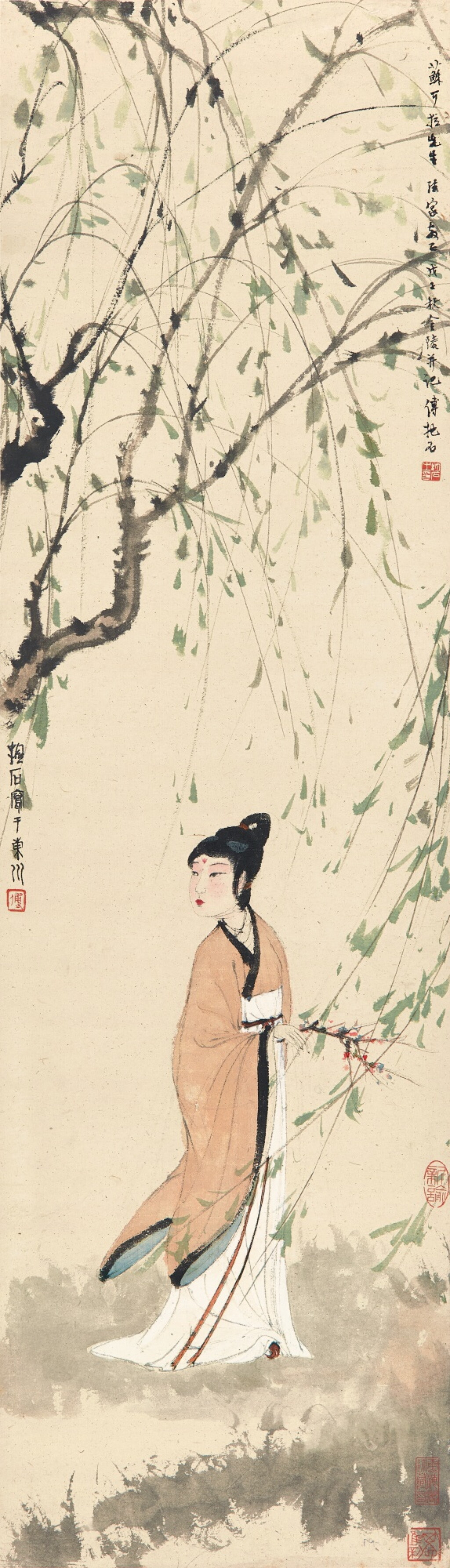 View full screen - View 1 of Lot 3192. 傅抱石 柳蔭美人 | Fu Baoshi, Beauty under the Willows.