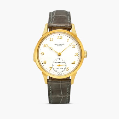 View full screen - View 1 of Lot 2323. ‘No. 008’, Reference 3939 | An important yellow gold minute repeating tourbillon wristwatch with enamel dial, Circa 1993.