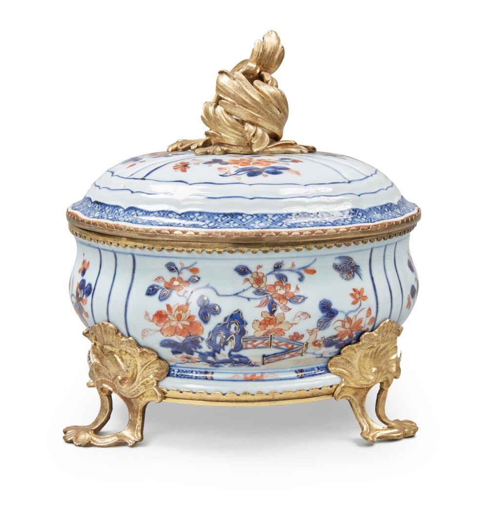View full screen - View 1 of Lot 41. A Louis XV Gilt Bronze-Mounted Chinese Imari Porcelain Covered Bowl, the Porcelain Kangxi Period, Circa 1720, the Mounts Mid-18th Century and Later.