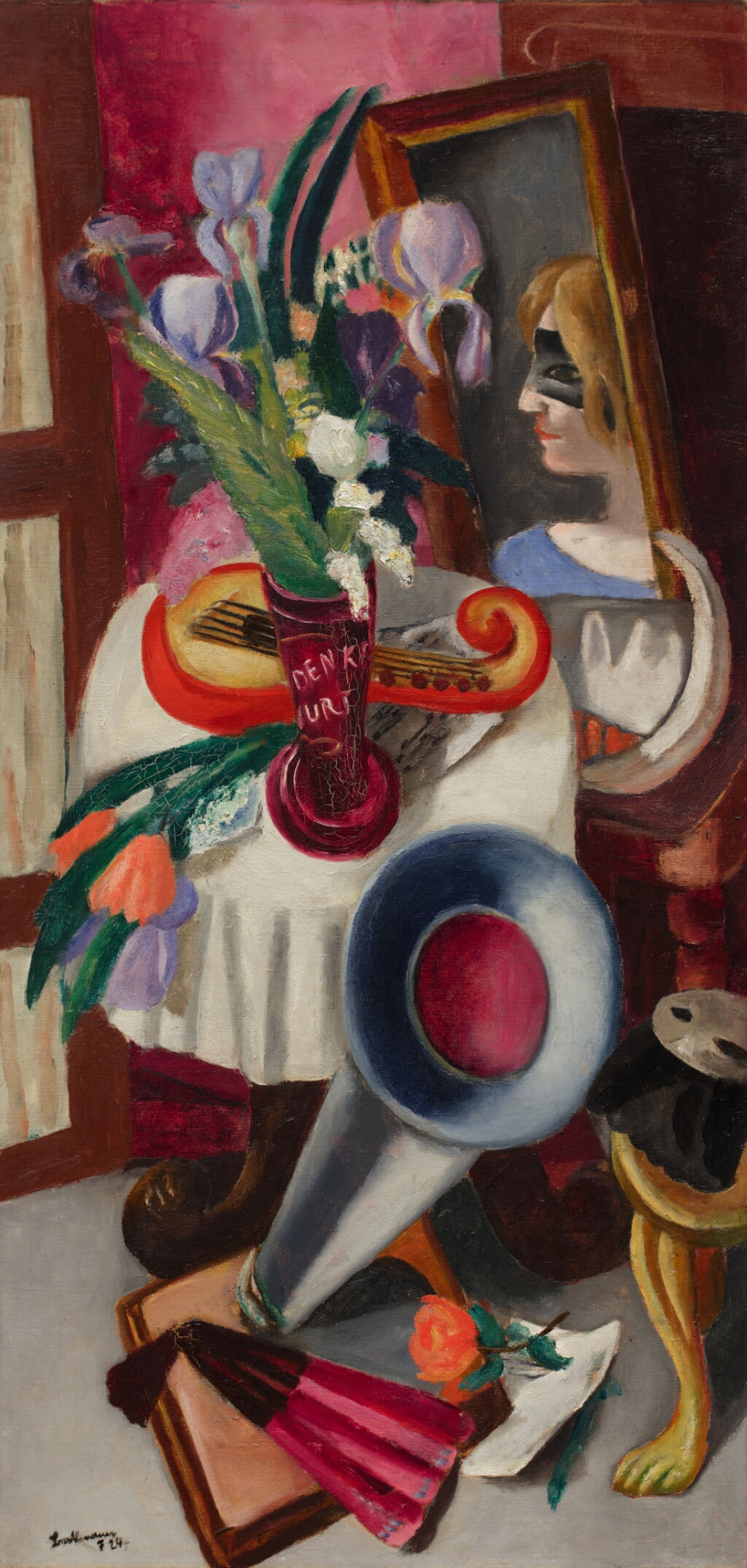 View full screen - View 1 of Lot 23. Stillleben mit Grammophon und Schwertlilien (Still Life with Gramophone and Irises).