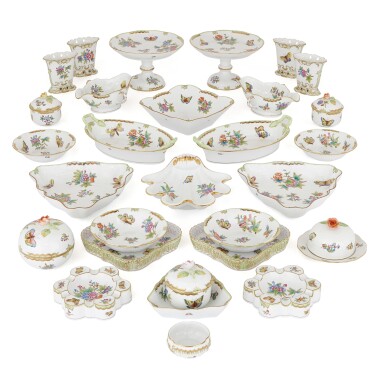 View full screen - View 1 of Lot 2. AN EXTENSIVE HEREND PORCELAIN "VICTORIA" PATTERN COMPOSITE PART DINNER AND DESSERT SERVICE, 20TH CENTURY.