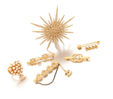 View full screen - View 1 of Lot 9. Collection of brooches and a ring .