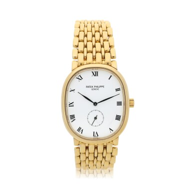 View full screen - View 1 of Lot 802. PATEK PHILIPPE | REFERENCE 3978/22 ELLIPSE A YELLOW GOLD OVAL WRISTWATCH, CIRCA 1995.