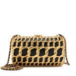 Black Lambskin and Gold Metal Clutch Gold Hardware, 2019