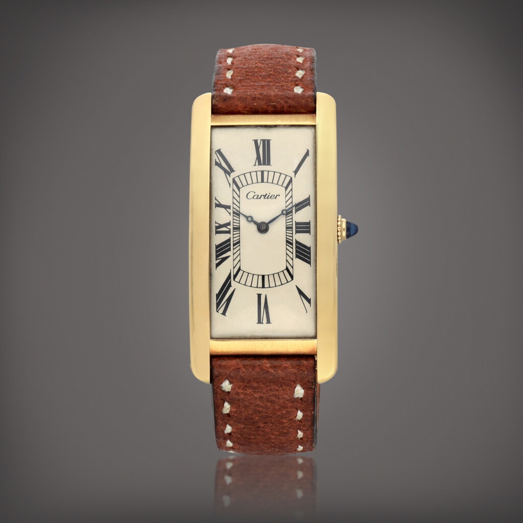View full screen - View 1 of Lot 96. Grande Tank Cintrée A yellow gold wristwatch Circa 1940 | 卡地亞 | Grande Tank Cintrée 黃金腕錶,製作年份約 1940.