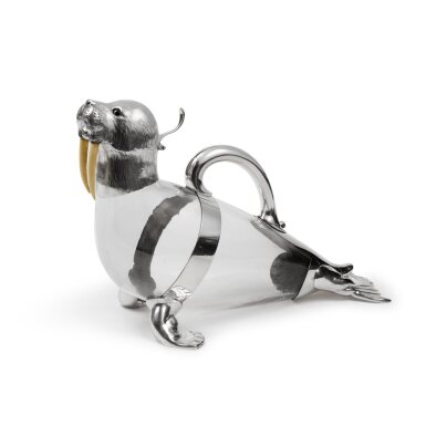 View full screen - View 1 of Lot 318. A Rare Victorian Silver-Mounted "Walrus" Claret Jug, Alexander Crichton, London, 1882.