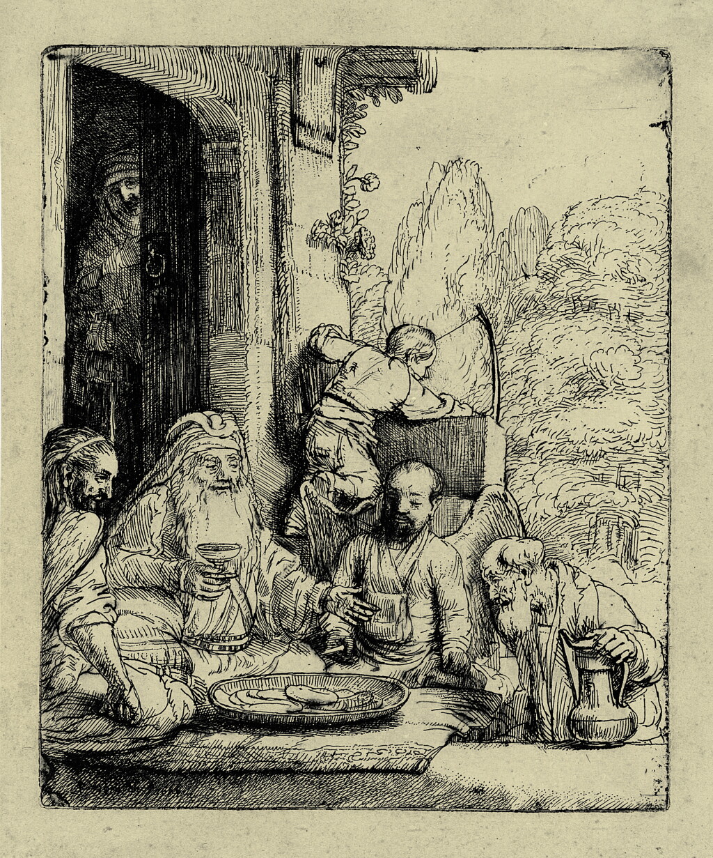View full screen - View 1 of Lot 529. Abraham Entertaining the Angels (B., Holl. 29: New Holl. 295).