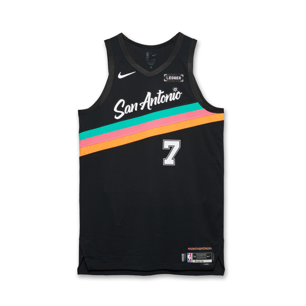 View full screen - View 1 of Lot 43. Luke Kornet San Antonio Spurs 2025-2026 Game Worn City Edition Jersey .