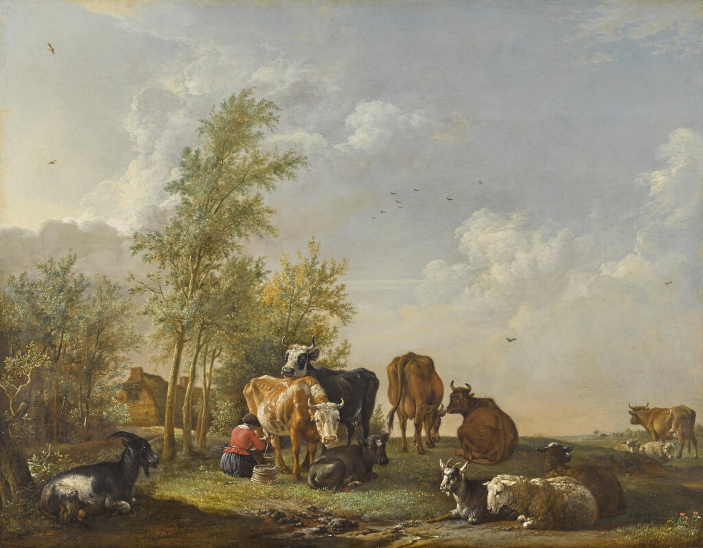 View full screen - View 1 of Lot 24. Landscape with livestock and a milkmaid.
