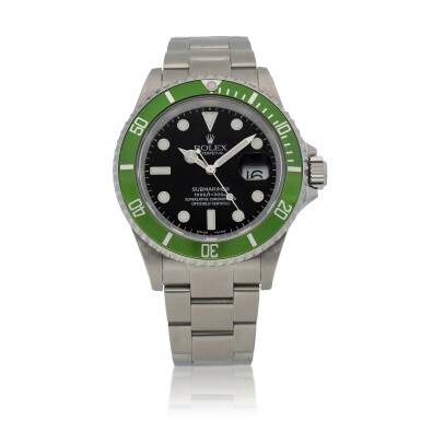 View full screen - View 1 of Lot 641. 'Flat 4 Kermit' Submariner, Ref. 16610LV Stainless Steel wristwatch with date and bracelet Circa 2003.