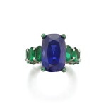Sapphire, Emerald and Diamond Ring