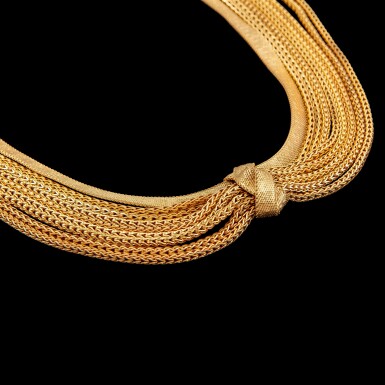 View full screen - View 1 of Lot 1111. Christian Dior, 1960 A knotted multi-chain gold necklace 1960 | 年 克里斯汀·迪奧 金項鍊.
