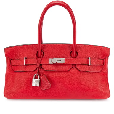 View full screen - View 1 of Lot 615. Rouge Garance Clémence JPG Shoulder Birkin 42 Palladium Hardware, 2005.