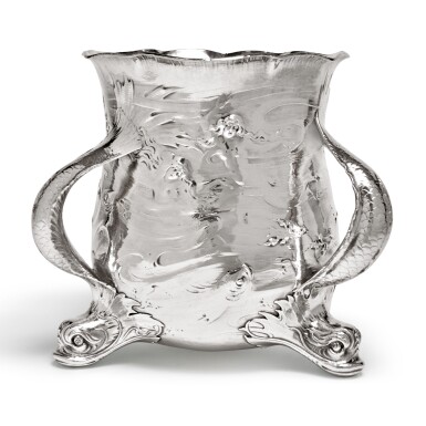 View full screen - View 1 of Lot 294. A LARGE AMERICAN SILVER THREE-HANDLED CUP, MARTELÉ, GORHAM MFG. CO., PROVIDENCE, RI, 1902.