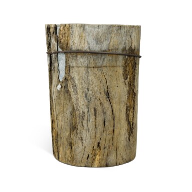 View full screen - View 1 of Lot 59. An unusual basin or dry storage container formed from a section of hollowed of tree trunk, probably 19th century.