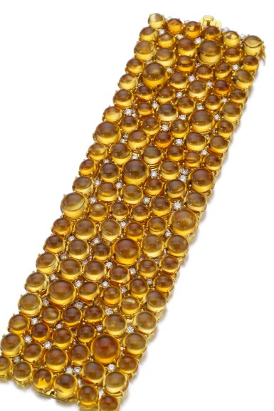 View full screen - View 1 of Lot 576. CITRINE AND DIAMOND BRACELET.