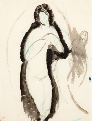 View full screen - View 1 of Lot 120. AMEDEO MODIGLIANI | FEMME NUE DEBOUT, LES MAINS JOINTES DEVANT LA POITRINE.