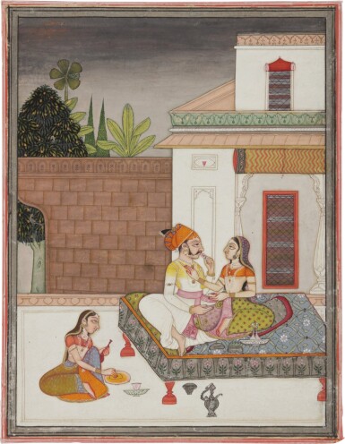 View full screen - View 1 of Lot 401. An Illustration to a Ragamala Series: Raga Malhar, India, Bikaner, 1750 (inscribed Vikrama Era 1806 on verso).