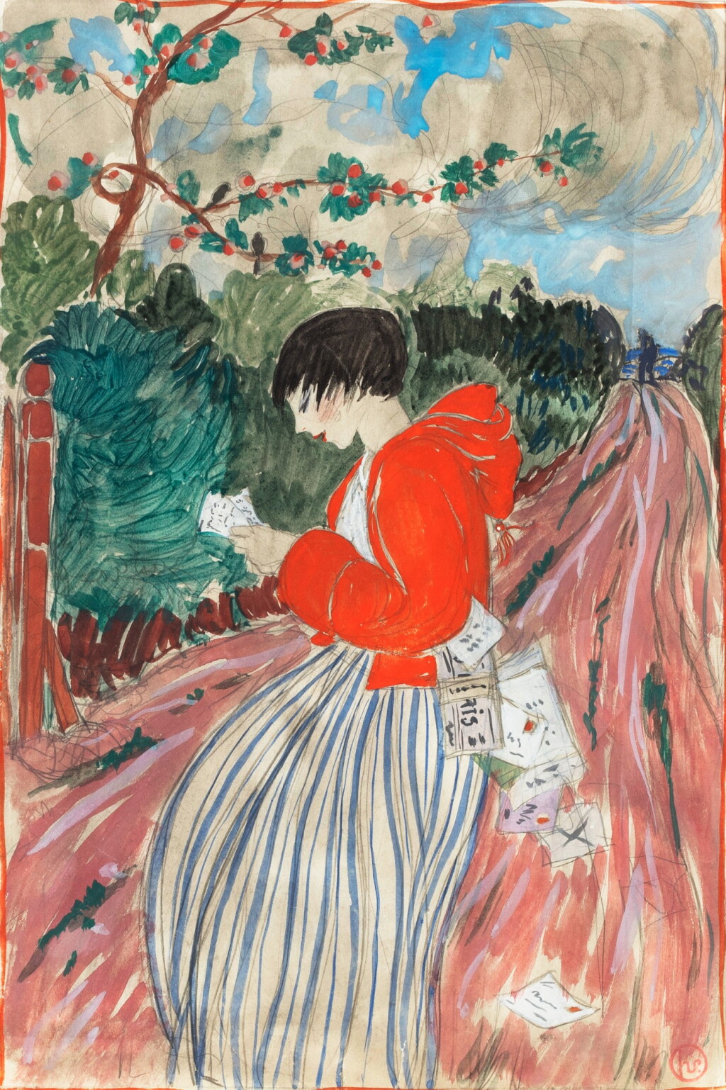 View full screen - View 1 of Lot 1064. Femme à la lecture d'une lettre.