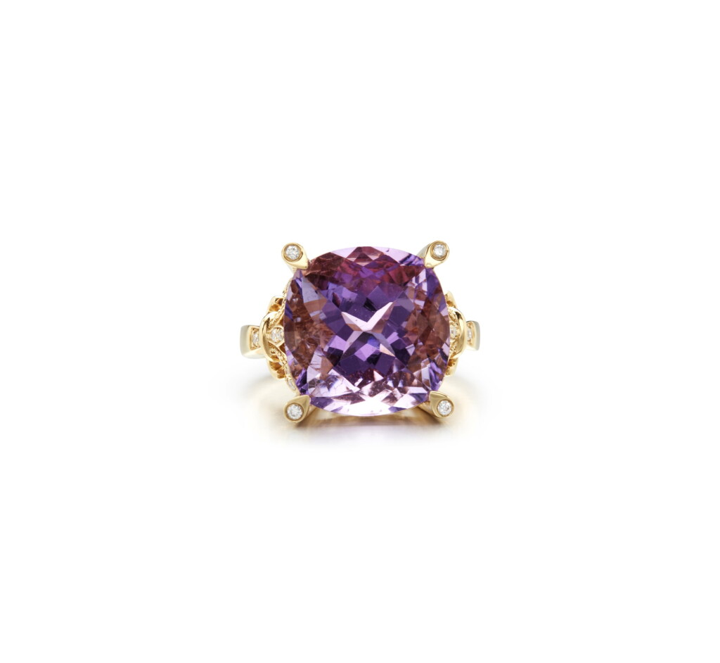 View full screen - View 1 of Lot 16. AMETHYST AND DIAMOND RING.