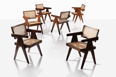 View full screen - View 1 of Lot 47. Six chaises PJ-SI-28-B , dites office chairs.