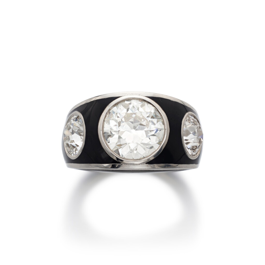 View full screen - View 1 of Lot 309. Enamel and Diamond Ring.