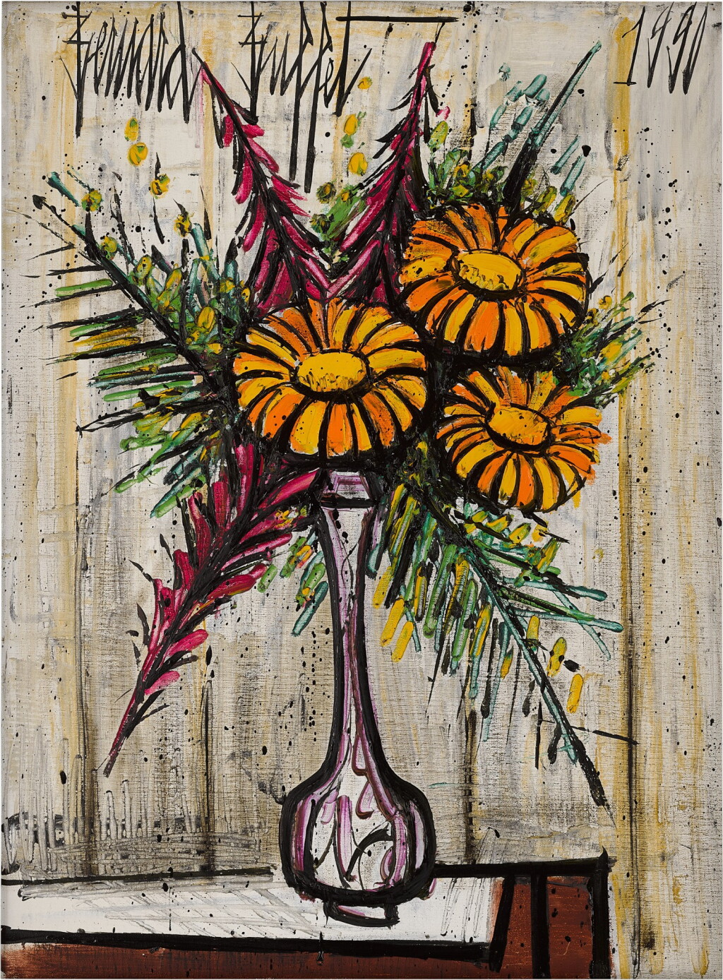 View full screen - View 1 of Lot 459. Zinneas dans une vase de Gallé.