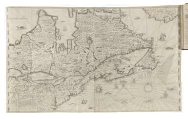 View full screen - View 1 of Lot 93. Champlain, Samuel de | The most important and complete edition, with the rare map.