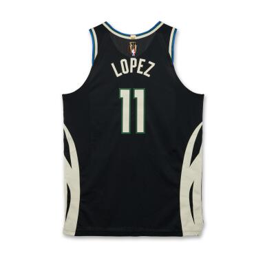 View full screen - View 1 of Lot 18. Brook Lopez 'NBA Cup Finals Championship Clinching' Milwaukee Bucks Game Worn Statement Edition Jersey | Matched to 2 Games.