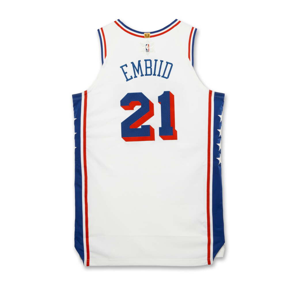 View full screen - View 1 of Lot 8. Joel Embiid ‘Christmas Day’ Philadelphia 76ers 2024-2025 Game Worn Association Edition Jersey.