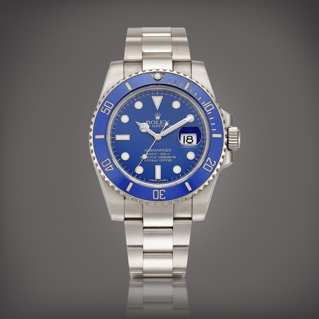 View full screen - View 1 of Lot 2114. Submariner "Smurf", Reference 116619 A white gold wristwatch with date and bracelet, Circa 2011 | 勞力士 | Submariner "Smurf" 型號116619 | 白金鏈帶腕錶,備日期顯示,約2011年製.