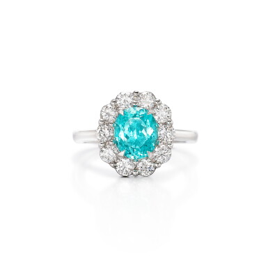 View full screen - View 1 of Lot 564. Paraíba Tourmaline and Diamond Ring | 1.75克拉「巴西」帕拉伊巴碧璽 配 鑽石 戒指.