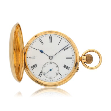 View full screen - View 1 of Lot 140. J.W. Benson, London No. 1677 An 18ct gold hunting cased keyless 52 1/2 minute karrusel watch of Essex County Cricketing interest 1897-98.