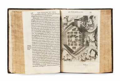 View full screen - View 1 of Lot 103. CHAMPLAIN. Les Voyages de la Nouvelle France occidentale... P., Le Mur, 1632. In-4 basane brune de l'ép. 3e édition .