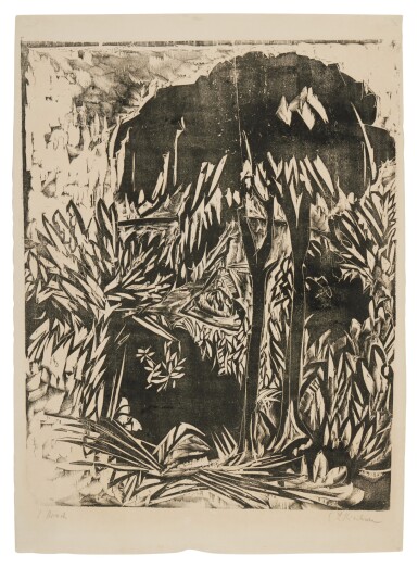 View full screen - View 1 of Lot 99. Bäume und Büsche am Strand, Fehmarn (Dube H. 228; Schiefler H. 202; Gercken 616 I).