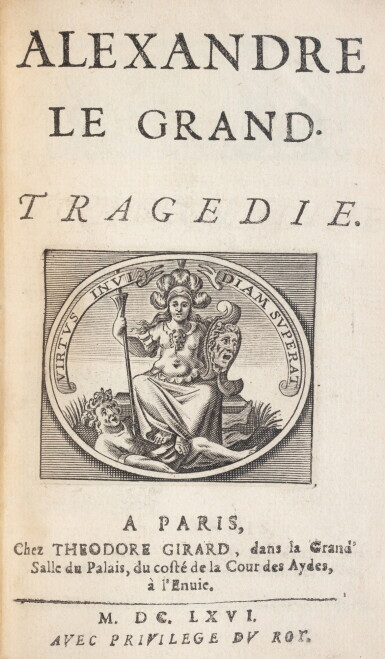 View full screen - View 1 of Lot 64. Alexandre le Grand. 1666. Edition originale. Maroquin de Maylander. Exemplaire Rodocanachi..