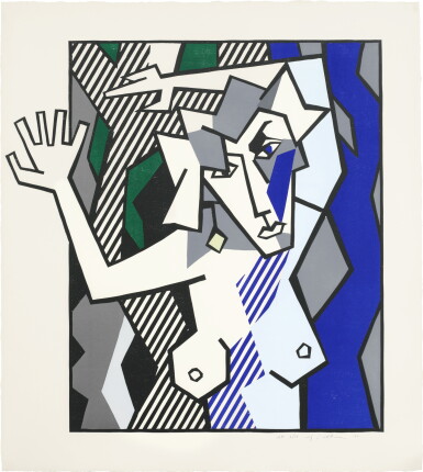 View full screen - View 1 of Lot 580. Nude in the Woods, from the Expressionist Woodcut series.