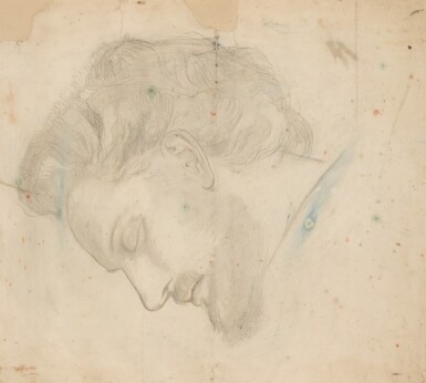 View full screen - View 1 of Lot 502. Val Prinsep as Sir Launcelot – Study for the mural 'Sir Launcelot’s Vision of the Sanc Grail' for the Oxford Union Debating Hall .
