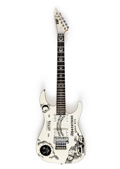 View full screen - View 1 of Lot 115. Metallica — Kirk Hammett | ESP White Ouija #2 custom made for Hammett.