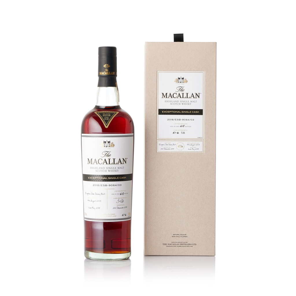 View full screen - View 1 of Lot 6524. The Macallan Exceptional Single Cask 2018/ESB-9064/03 61.6 abv 2003 (1 BT70).