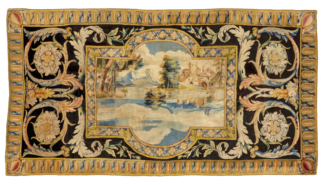 View full screen - View 1 of Lot 49. A Royal Louis XIV Savonnerie Fragmentary Carpet, Circa 1668-1688.