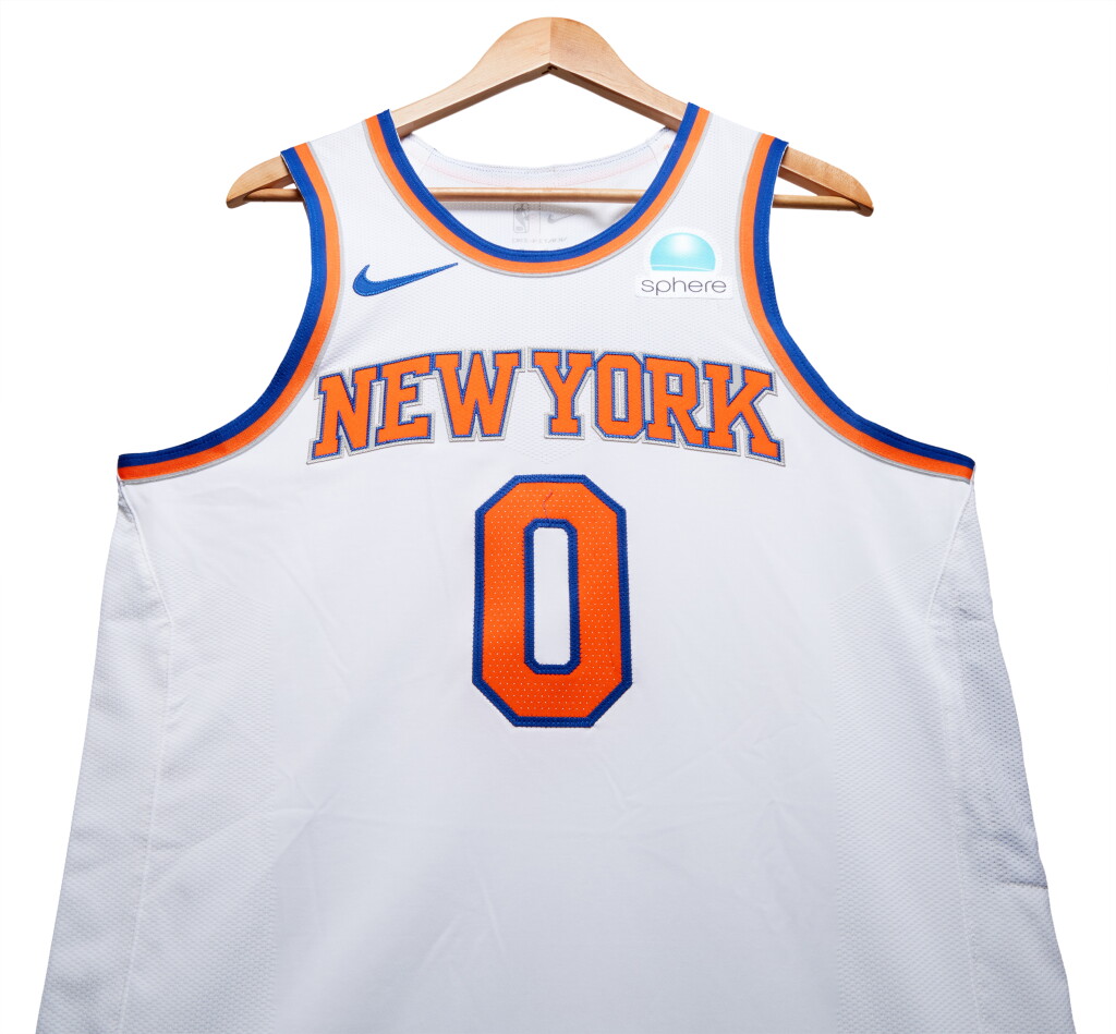 View full screen - View 1 of Lot 112. Donte DiVincenzo New York Knicks 2024 NBA Playoffs Eastern Conference Round 1 Game Worn Association Edition Jersey | Game 1 .
