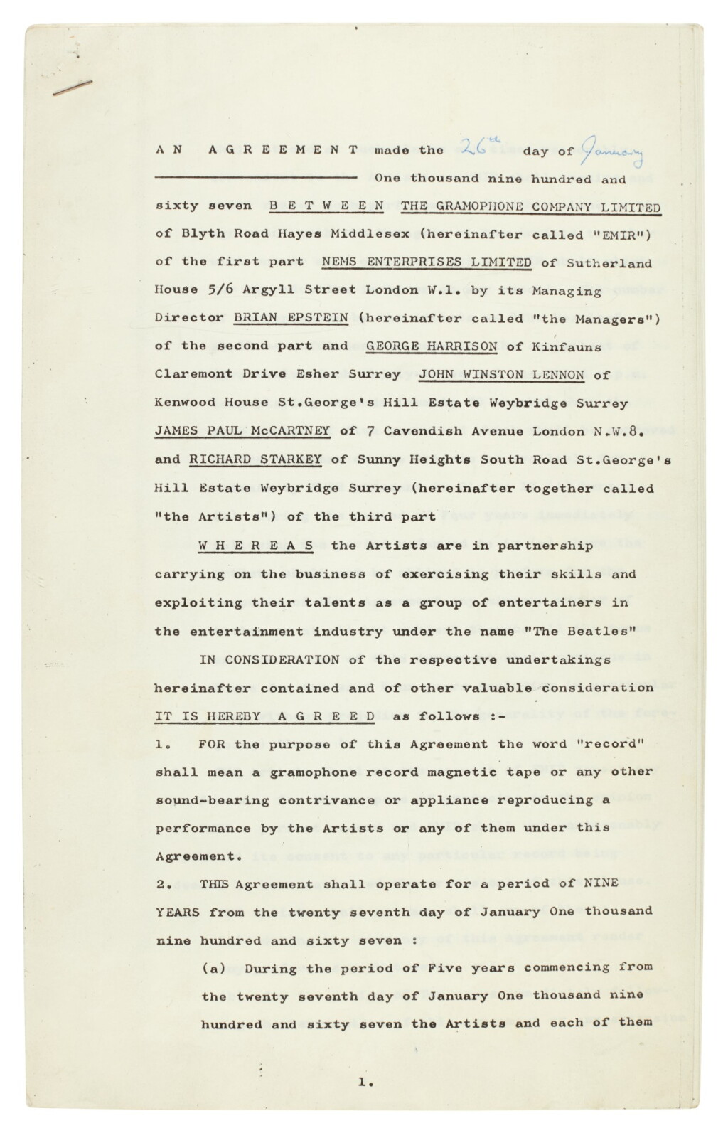 View full screen - View 1 of Lot 36. The Beatles | A cache of papers relating to the finances of the Beatles, Nems, and associated companies, c.1965-70.