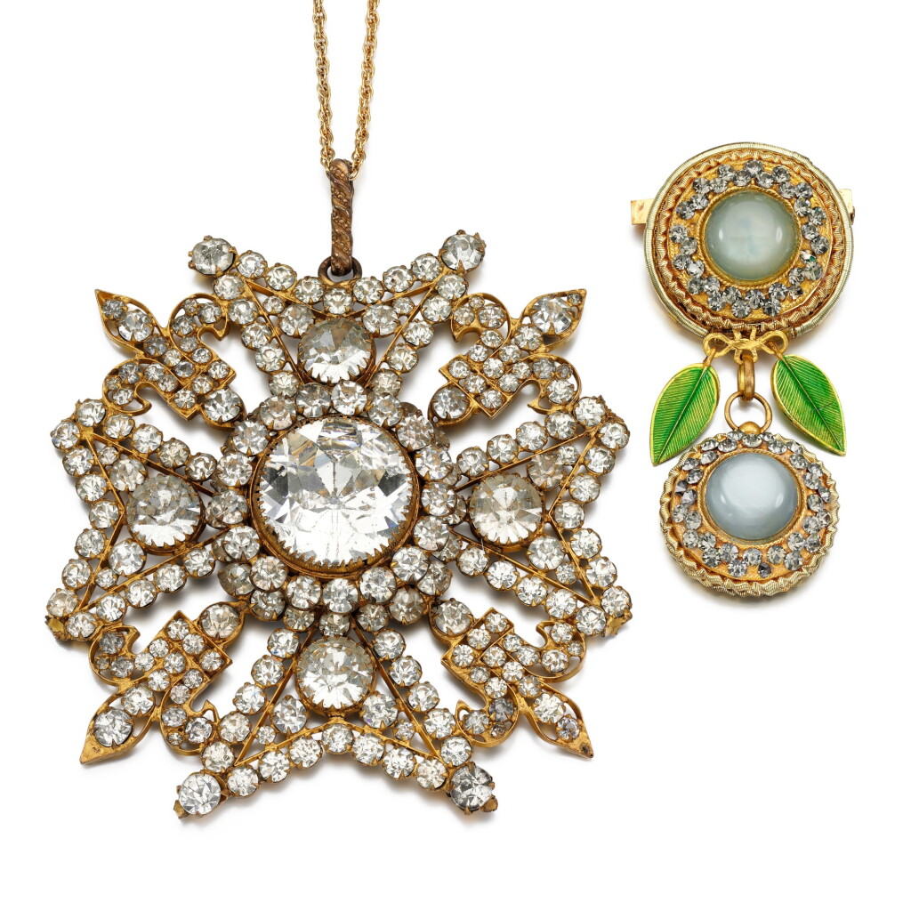 View full screen - View 1 of Lot 204. Paste pendant necklace and brooch.