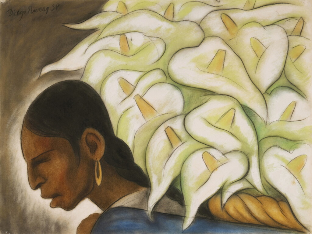 View full screen - View 1 of Lot 175. Mujer con lirios de perfil.