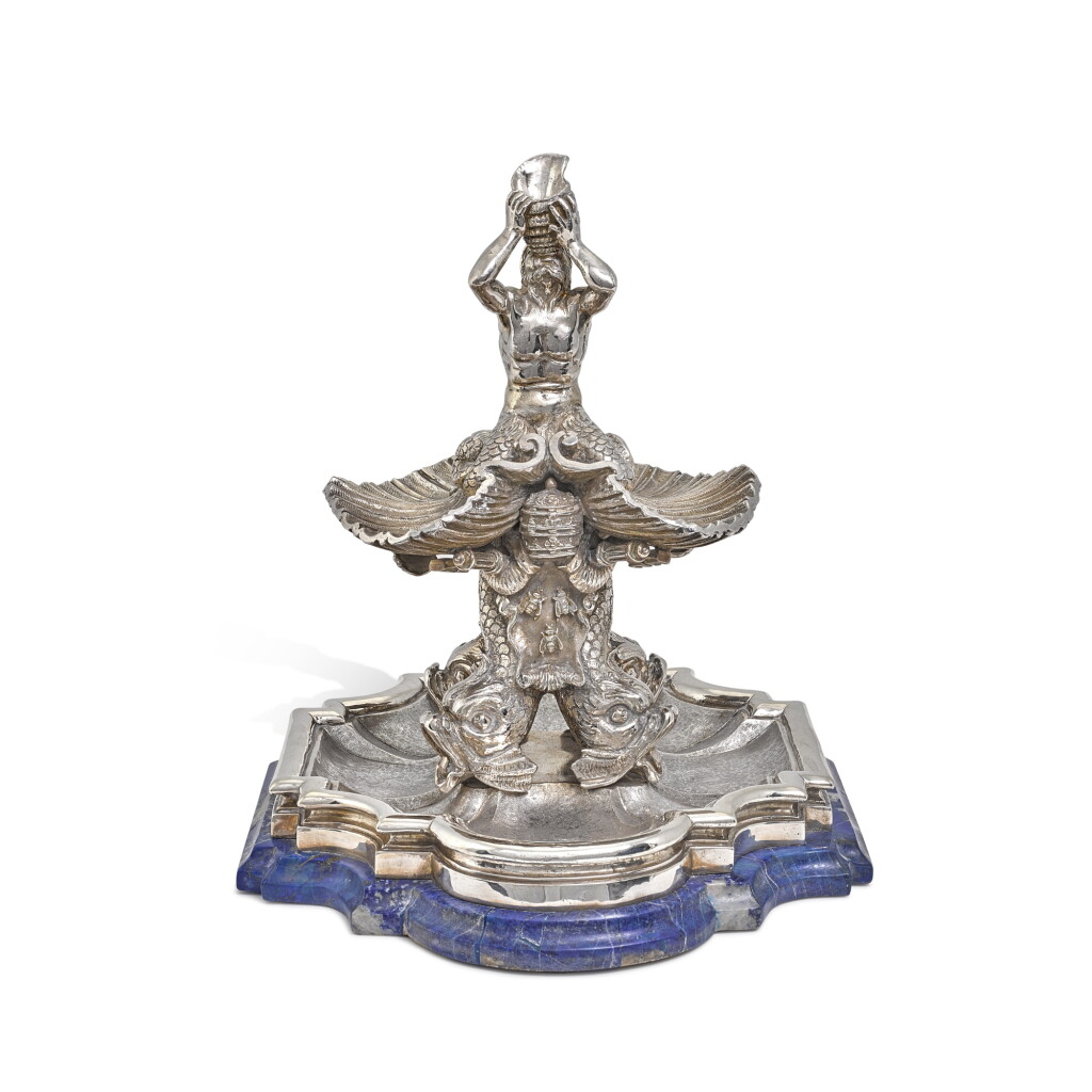 View full screen - View 1 of Lot 7. An Italian silver and lapis lazuli centrepiece, Rome, circa 1900, maker's mark CC conjoined.